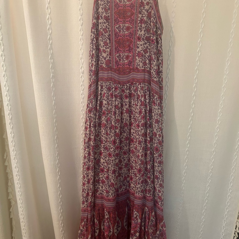 Spell Red and Cream Tiered Maxi Skirt Resort Wear